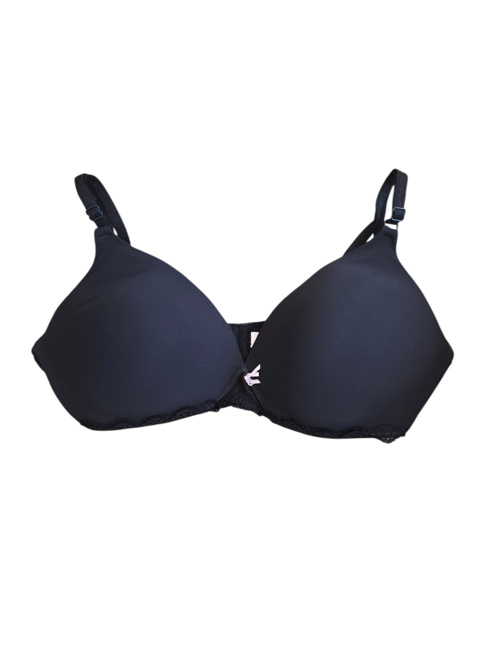 Victoria's Secret Angel Black Smooth Molded Bra with Lace Trim